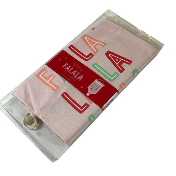 Hanging Wall Banner Christmas Holiday Deck Halls Pink Red Green Canvas Fa La La - Picture 3 of 16